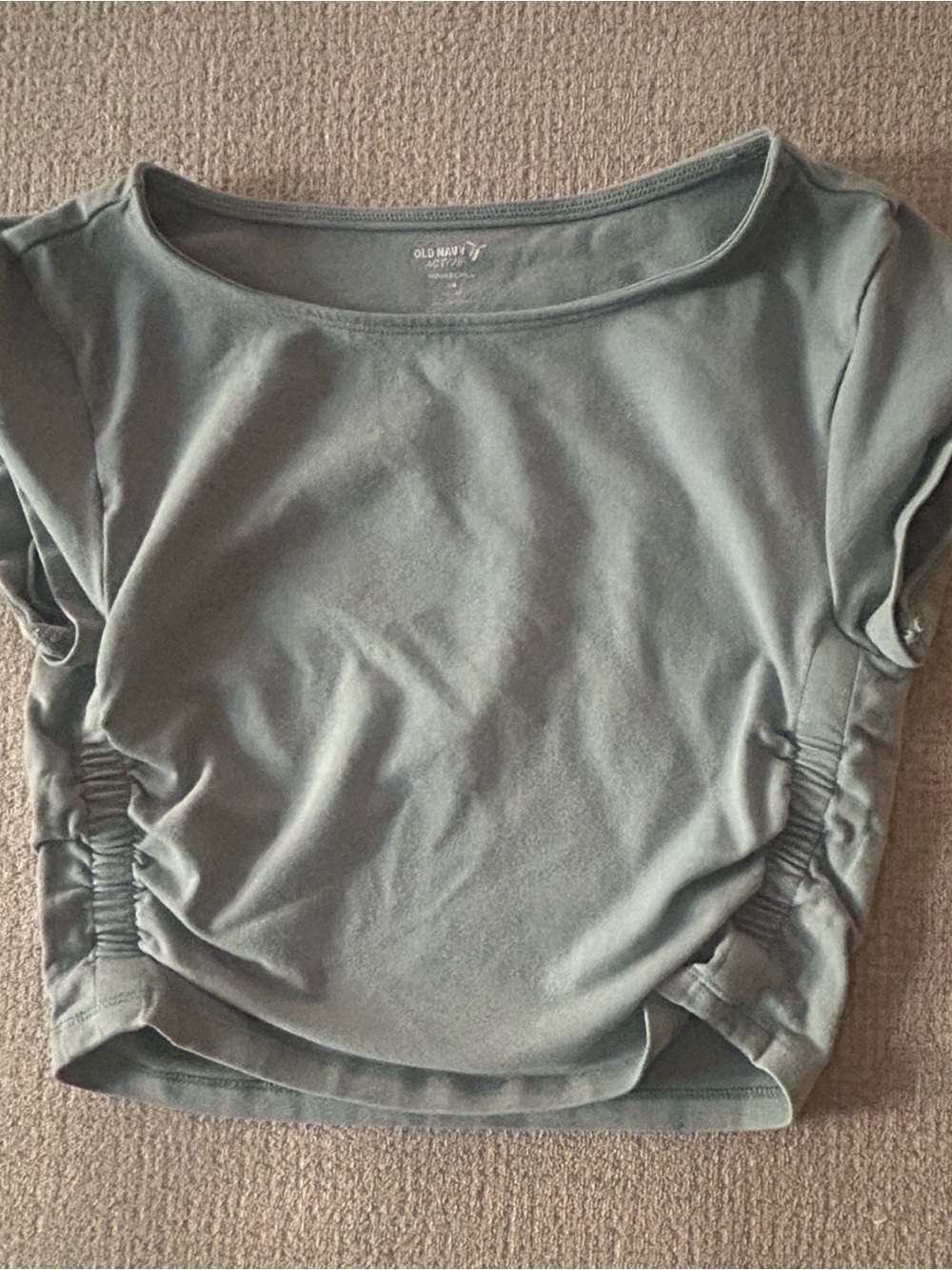 Old Navy Women's Sage Green Ruched Side Crop Top